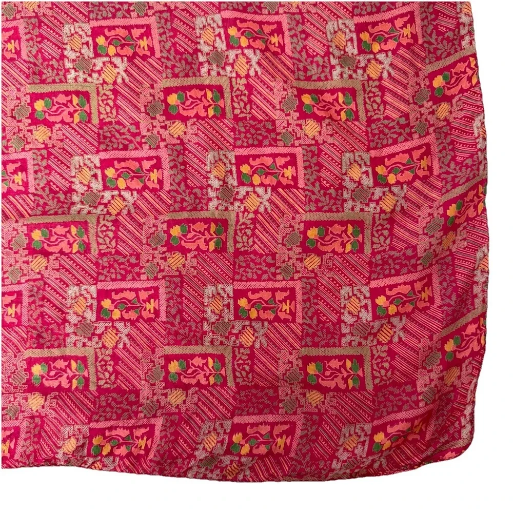 Silk‎ Square Scarf Colorful Lightweight Quiet Luxury Travel Vacation Block Print